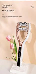 Microcurrent Facial Massager with 3D Roller Neck and Face Slimmer Rechargeable Double Chin Reducer V face Lift Device