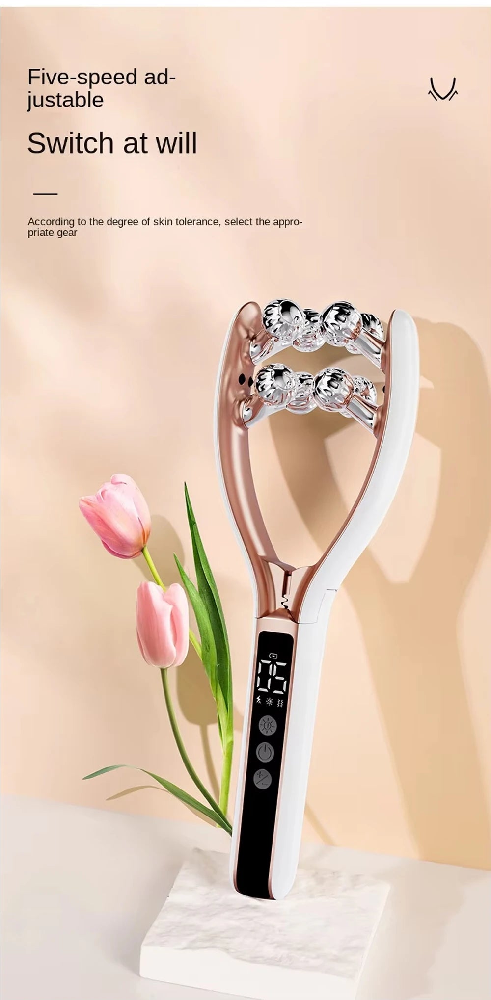 Microcurrent Facial Massager with 3D Roller Neck and Face Slimmer Rechargeable Double Chin Reducer V face Lift Device