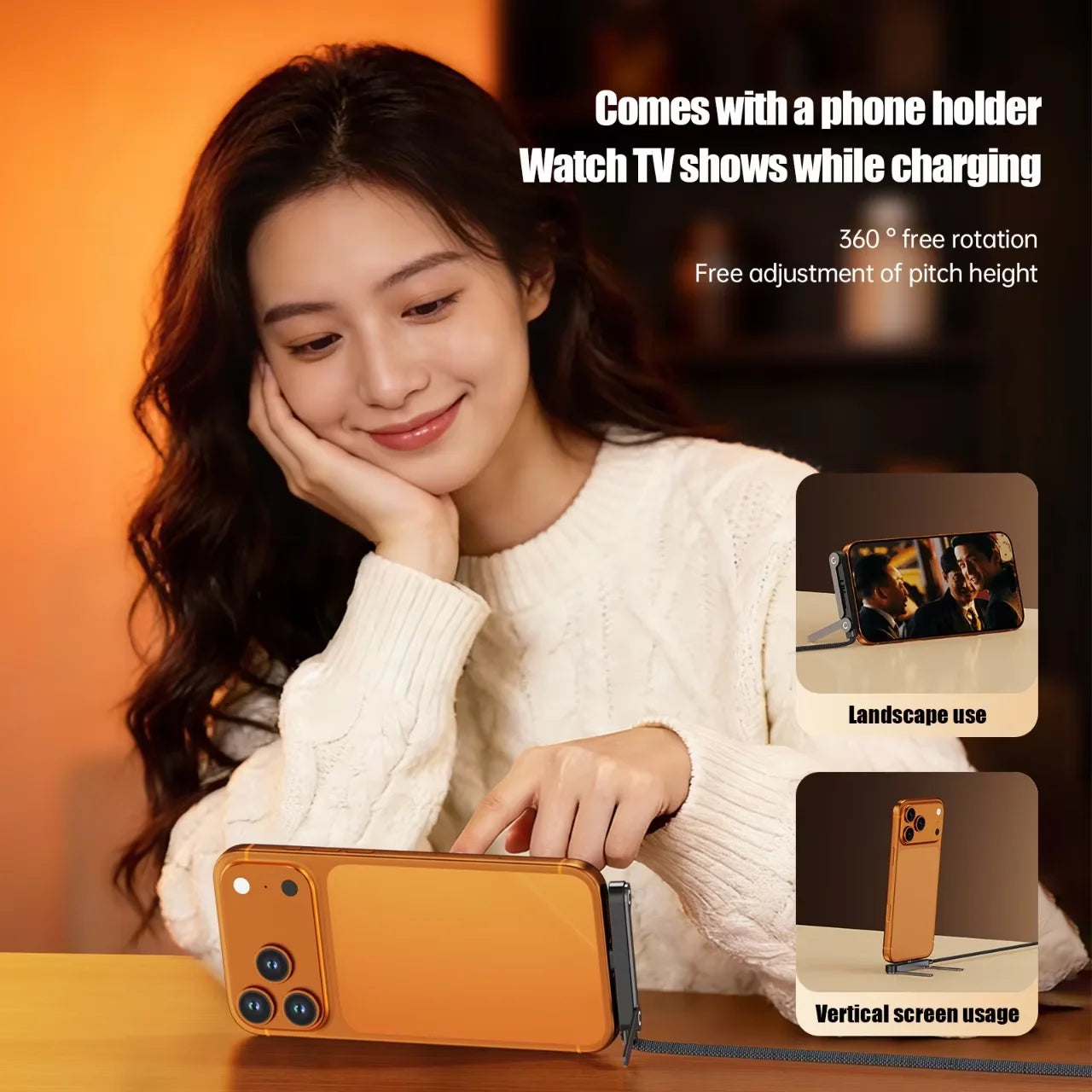 240W PD Type C 2-in-1 Fast Charging Cable Foldable Phone Holder 90° Multi Charger Cord Data Cable for IPhone 17 16 15 PM Mi 2026