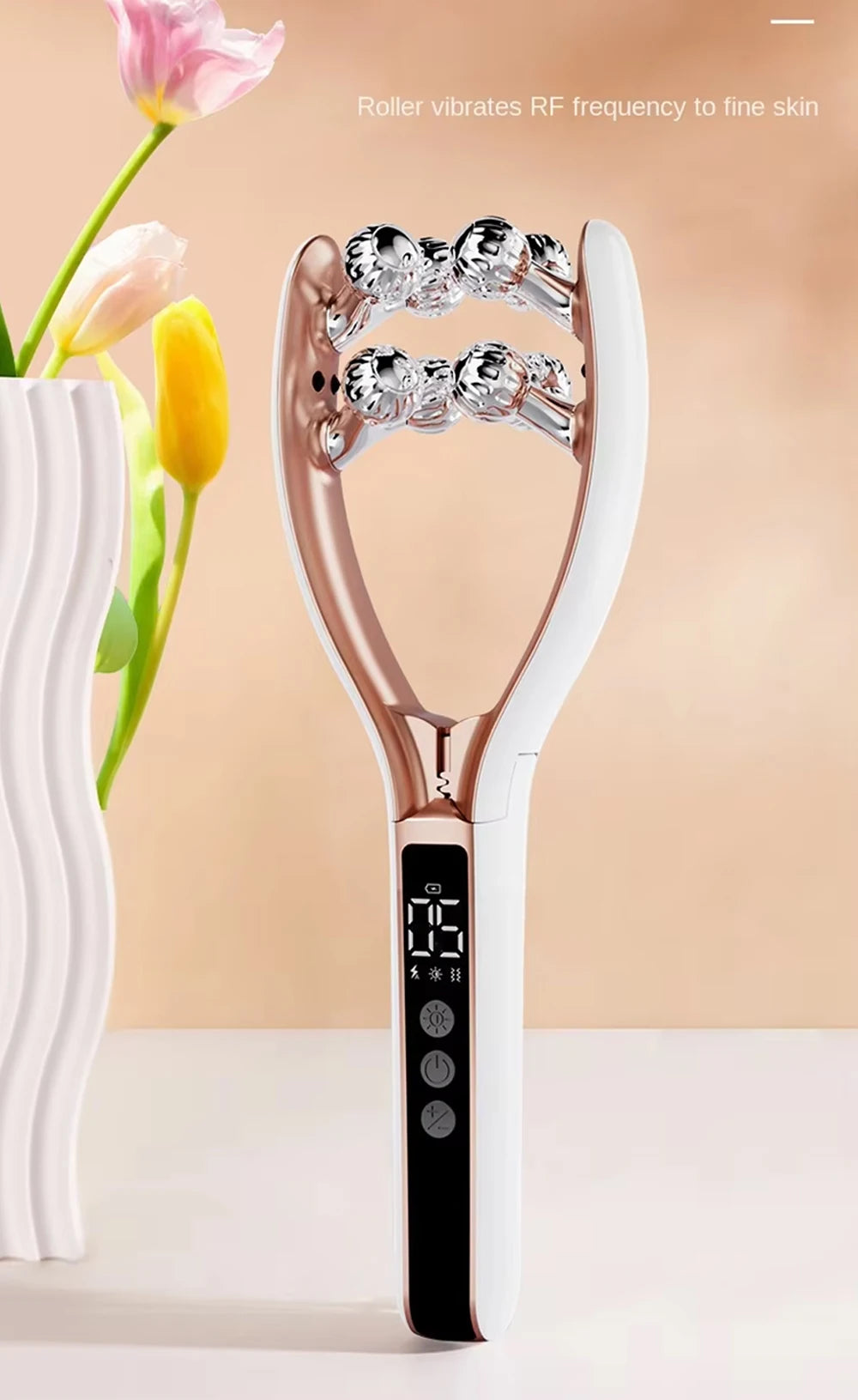 Microcurrent Facial Massager with 3D Roller Neck and Face Slimmer Rechargeable Double Chin Reducer V face Lift Device