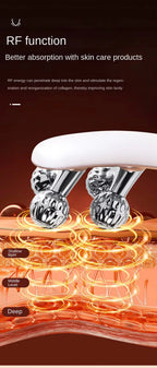 Microcurrent Facial Massager with 3D Roller Neck and Face Slimmer Rechargeable Double Chin Reducer V face Lift Device
