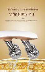 Microcurrent Facial Massager with 3D Roller Neck and Face Slimmer Rechargeable Double Chin Reducer V face Lift Device
