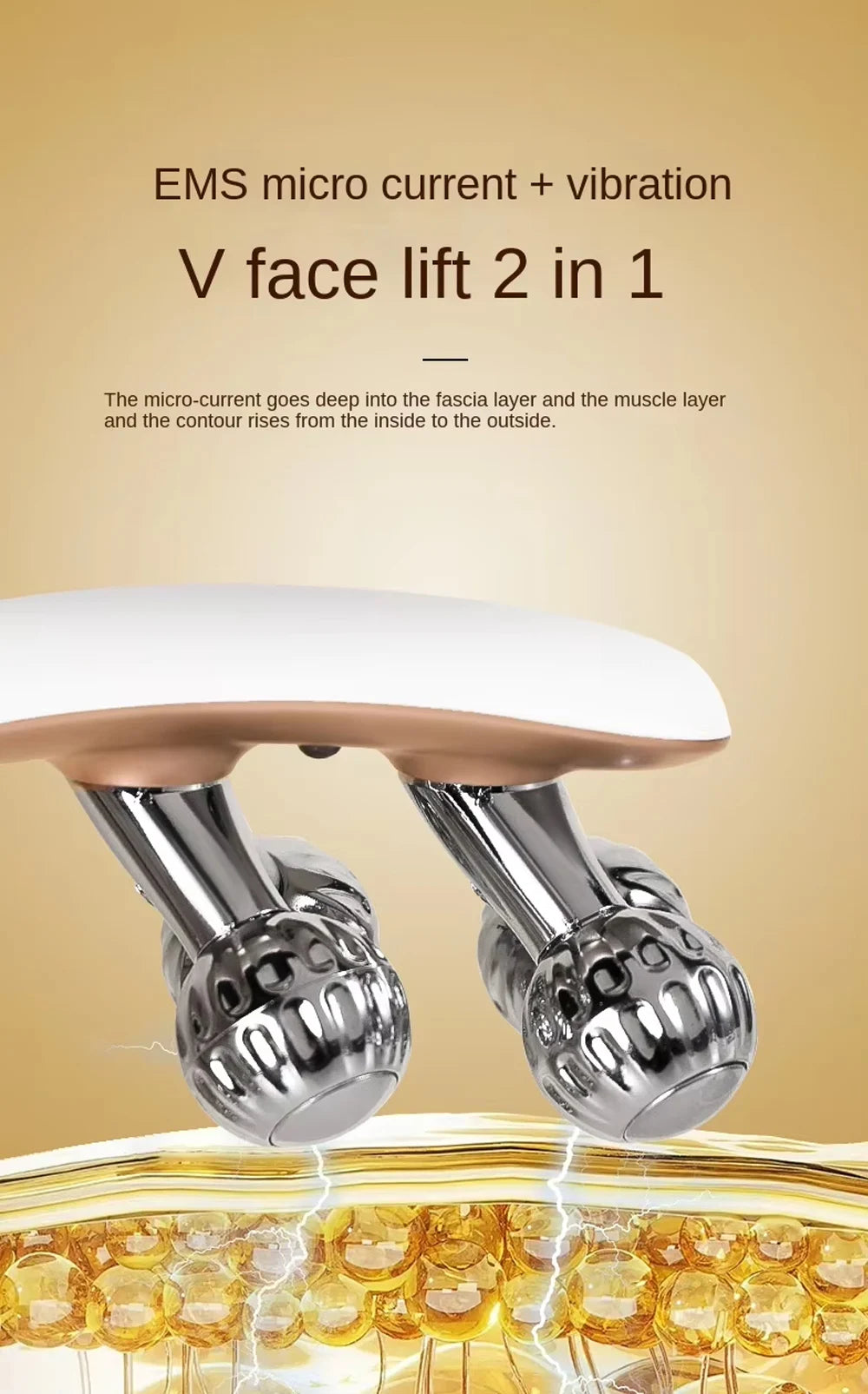 Microcurrent Facial Massager with 3D Roller Neck and Face Slimmer Rechargeable Double Chin Reducer V face Lift Device