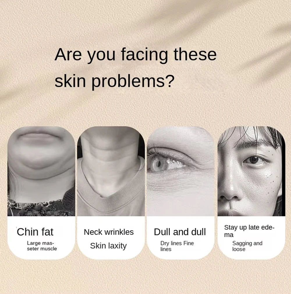 Microcurrent Facial Massager with 3D Roller Neck and Face Slimmer Rechargeable Double Chin Reducer V face Lift Device